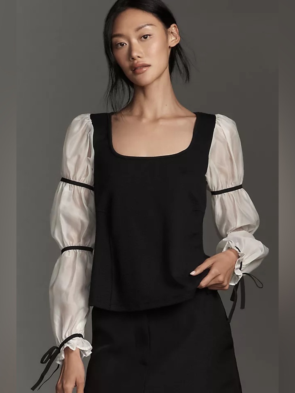 Maeve Balloon-Sleeve Top (Size S)
